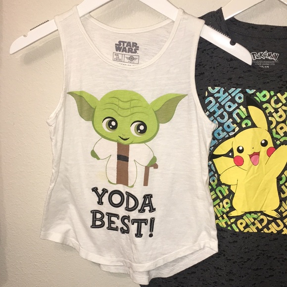 Star Wars Yoda Tank and Pokémon Pikachu Tee - Picture 2 of 9